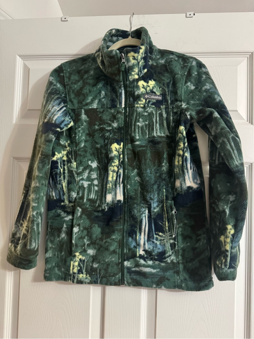 Columbia Forest Print Fleece Jacket Women's L (fits like a Small) NWOT Woodland
